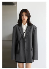 Wide Shoulder Embroidered Cuff Blazer – Statement Office Chic