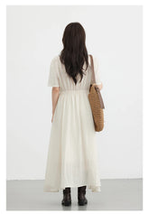 French Vintage Puff Sleeve Dress – Black Effortless Romance