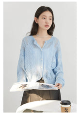 Mohair Knit Cardigan – Hollow Lightweight Luxury