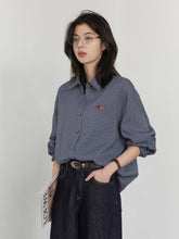 Plaid Embroidered Blouse – Vintage Casual Essential