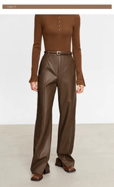PU Leather Wide-Leg Pants – Bold Modern Edge