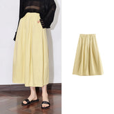 Black A-Line Cotton Skirt – Flowing Mid-Length Elegance