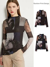 Mesh Print Long Sleeve Top – Slim Trendy Statement