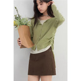 Slim Drawstring Knit Sweater – Minimalist Pullover