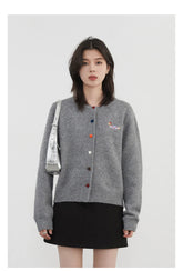 Love Button Embroidered Cardigan – Playful Knitwear