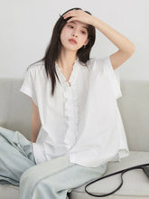 Ruffled White Cotton Blouse – Timeless Feminine Classic