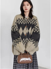 Argyle Knit Cardigan – Retro Casual Warmth