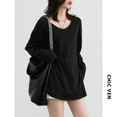 Casual U-Neck Long Sleeve T-shirt – Minimalist Everyday Essential