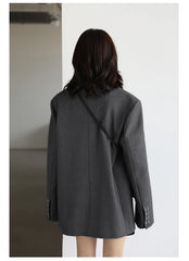 Wide Shoulder Embroidered Cuff Blazer – Statement Office Chic