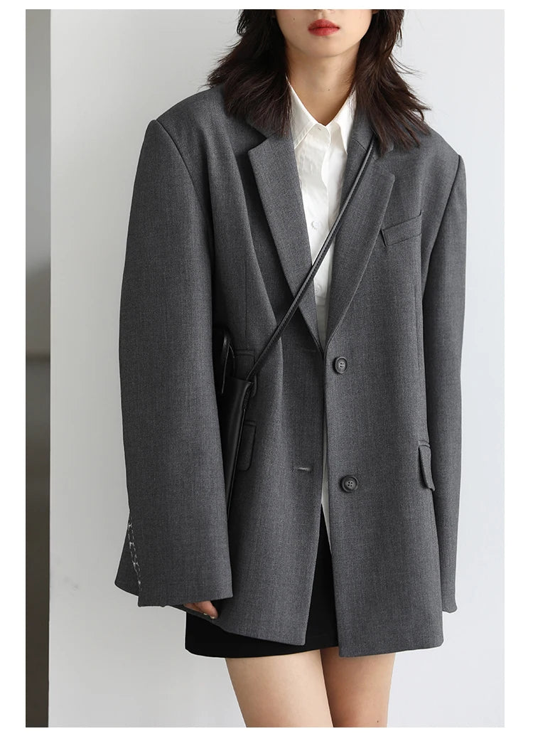 Wide Shoulder Embroidered Cuff Blazer – Statement Office Chic