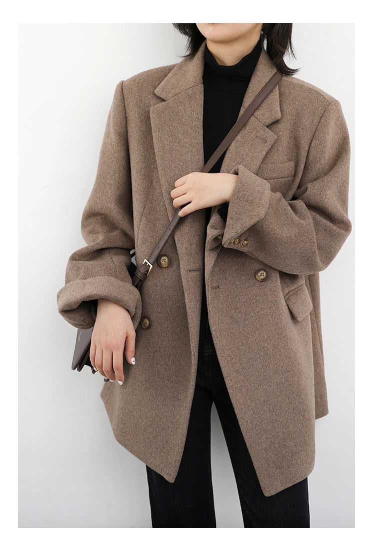 Wool Blend Mid-Length Coat – Refined Office Outerwear