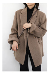 Wool Blend Mid-Length Coat – Refined Office Outerwear