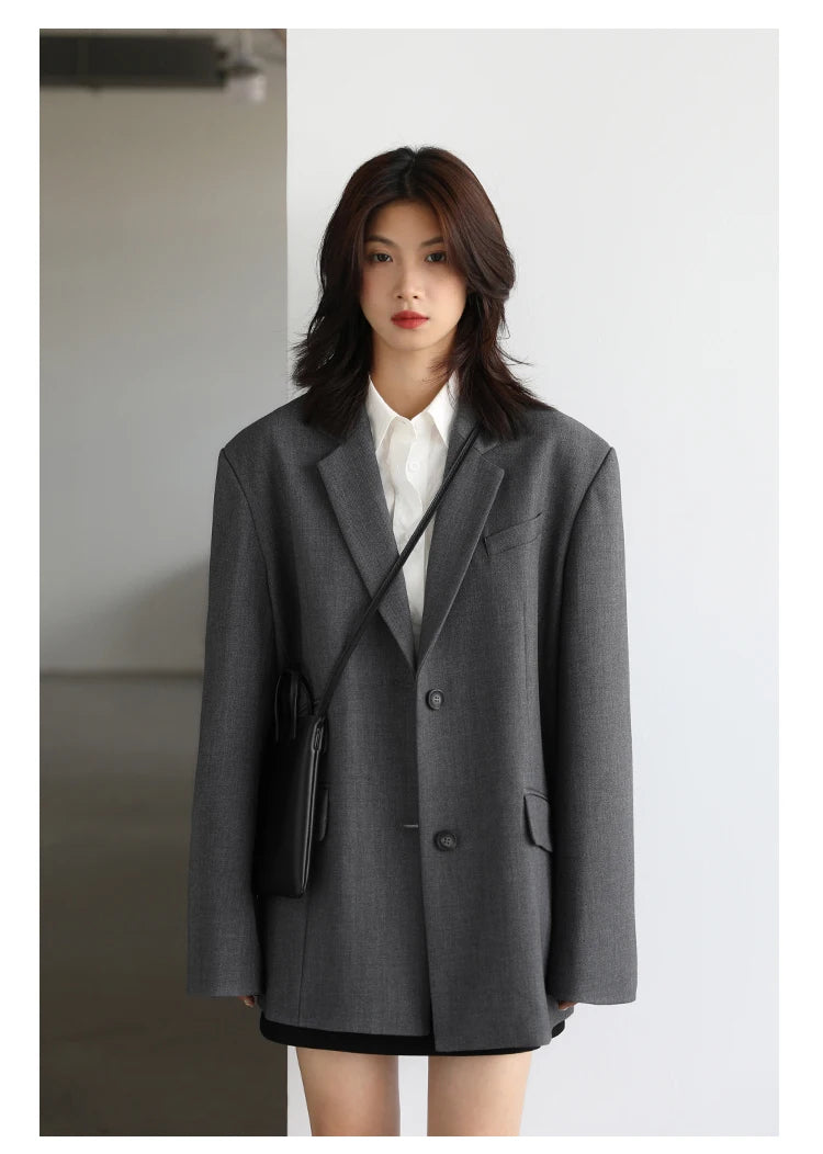 Wide Shoulder Embroidered Cuff Blazer – Statement Office Chic