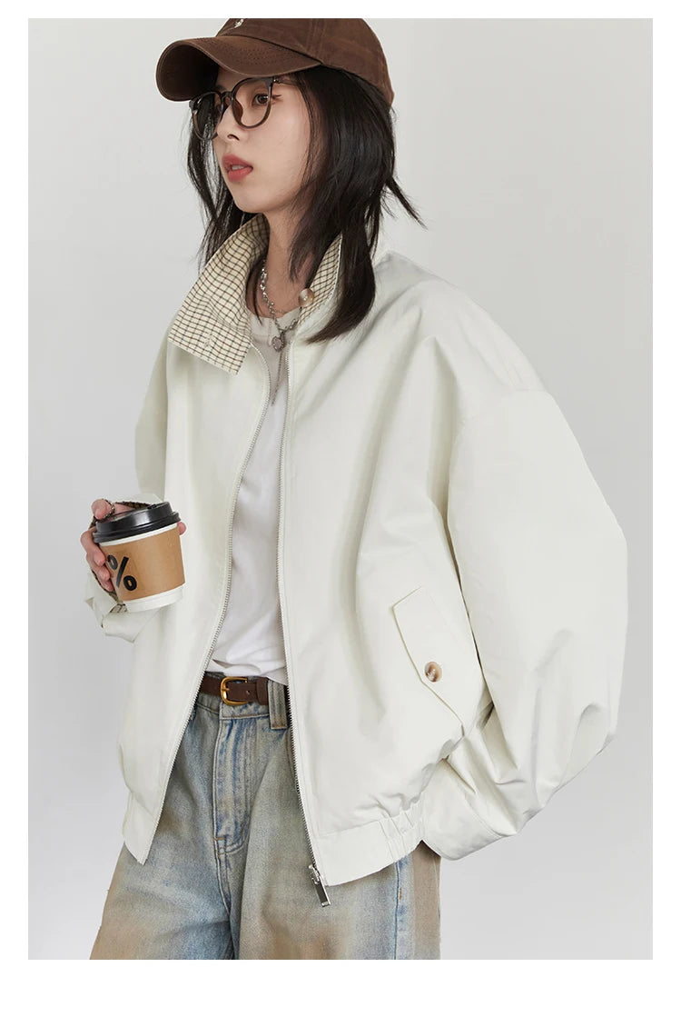 Reversible Workwear Jacket – Stand Collar Utility Style