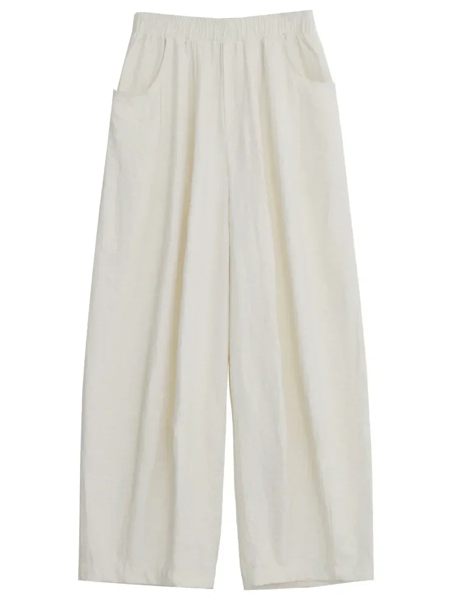 High-Waist Pleated White Pants – Wide Leg Summer Essential