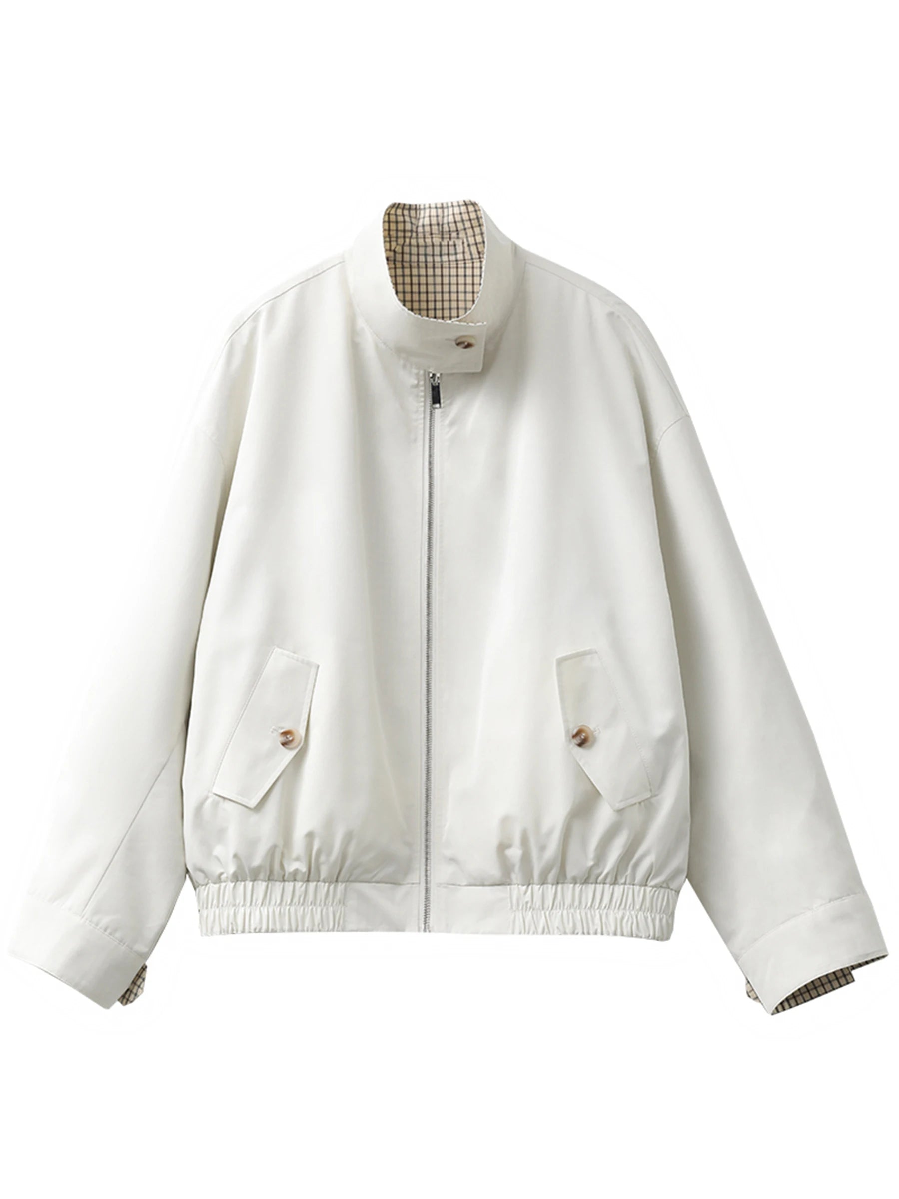 Reversible Workwear Jacket – Stand Collar Utility Style