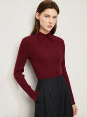 Striped Knit Lapel Sweater – Sophisticated Office Layer