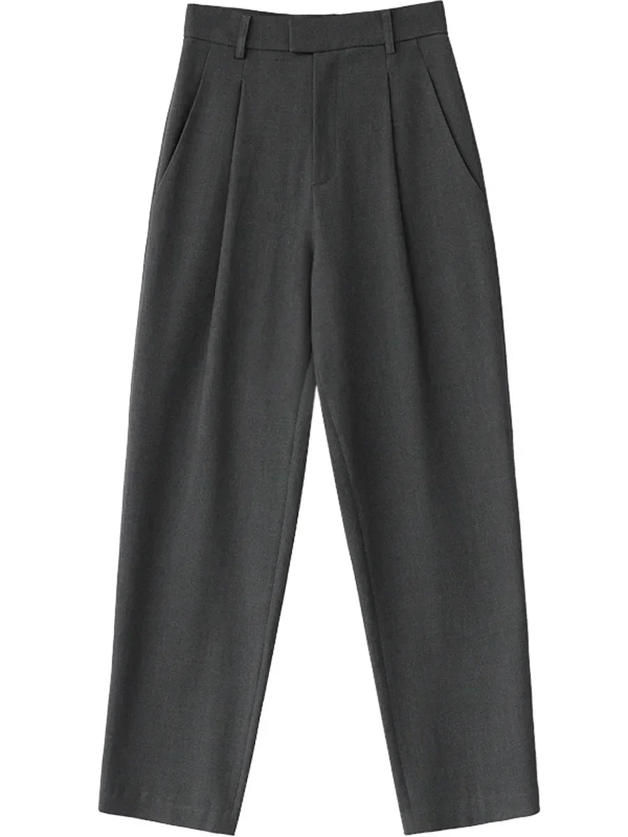 Tailored Wide Leg Twill Suit Pants – Sleek Office to Evening Elegance