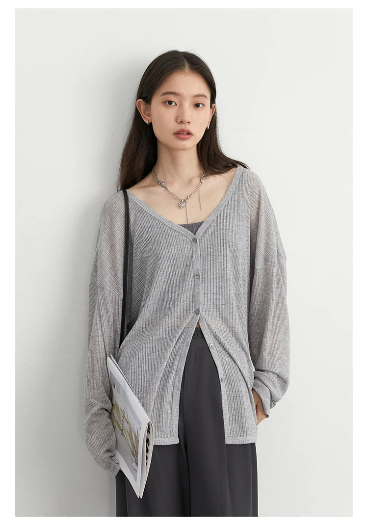 Lightweight V-Neck Cardigan – Sun Protection Chic Layer