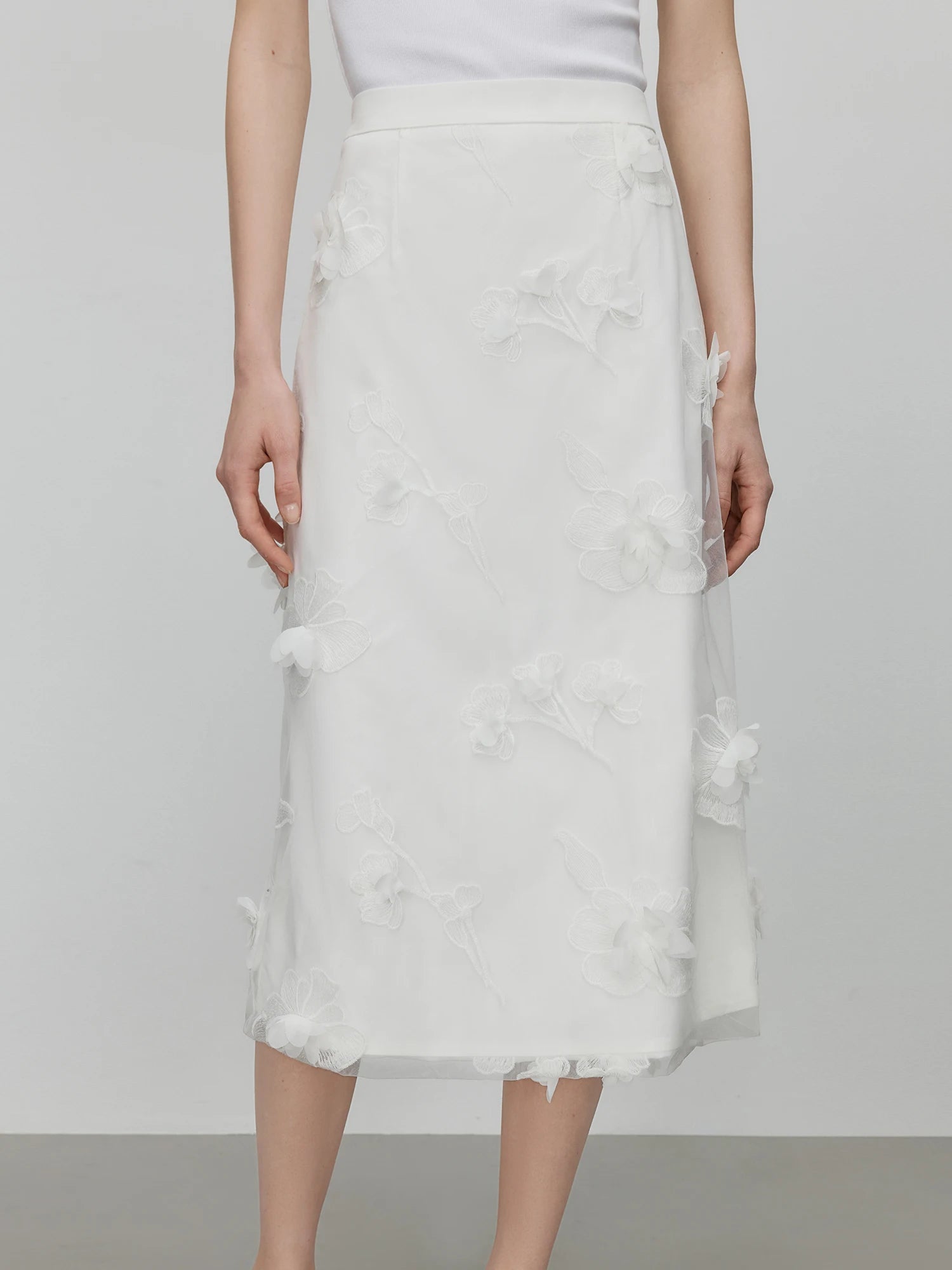 Acetate Embroidered Shirt & Skirt Set – Premium Office Elegance