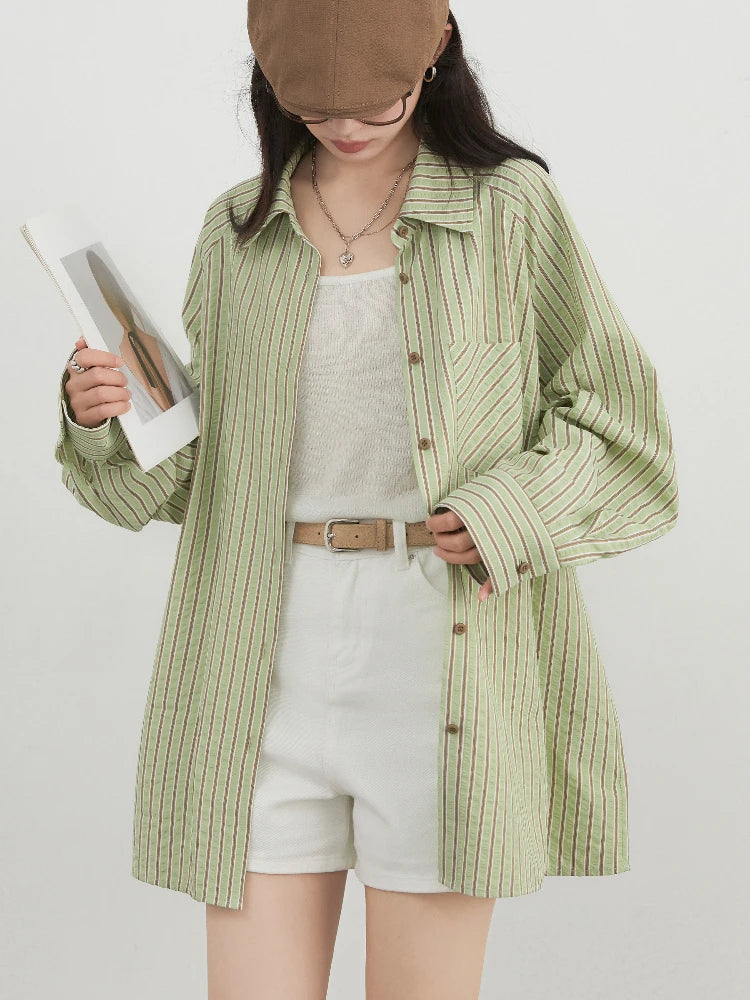 Vertical Stripe Oversized Blouse – Effortless Everyday Fit