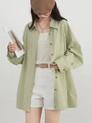 Vertical Stripe Oversized Blouse – Effortless Everyday Fit
