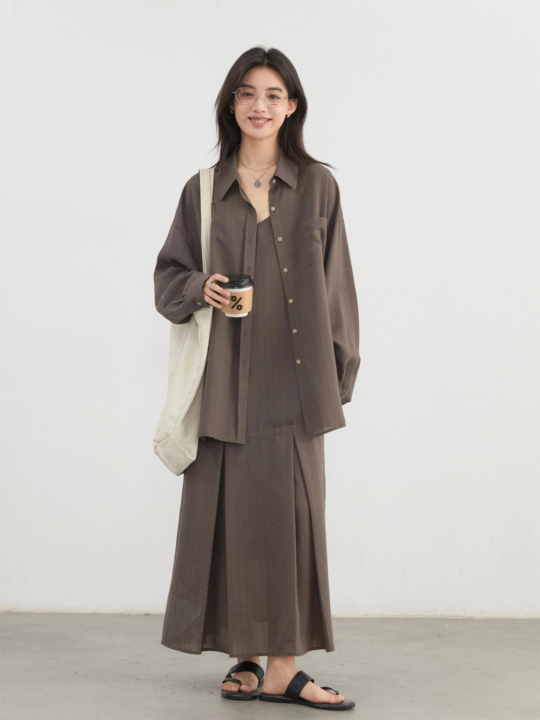 Striped Shirt & Dress Set – Effortless Layered Chic