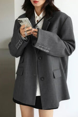 Wide Shoulder Embroidered Cuff Blazer – Statement Office Chic