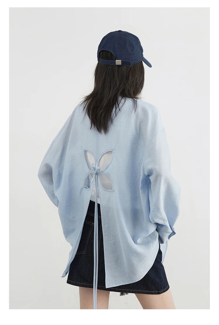 Hollow Back Long Sleeve Shirt – Contemporary Minimal Chic