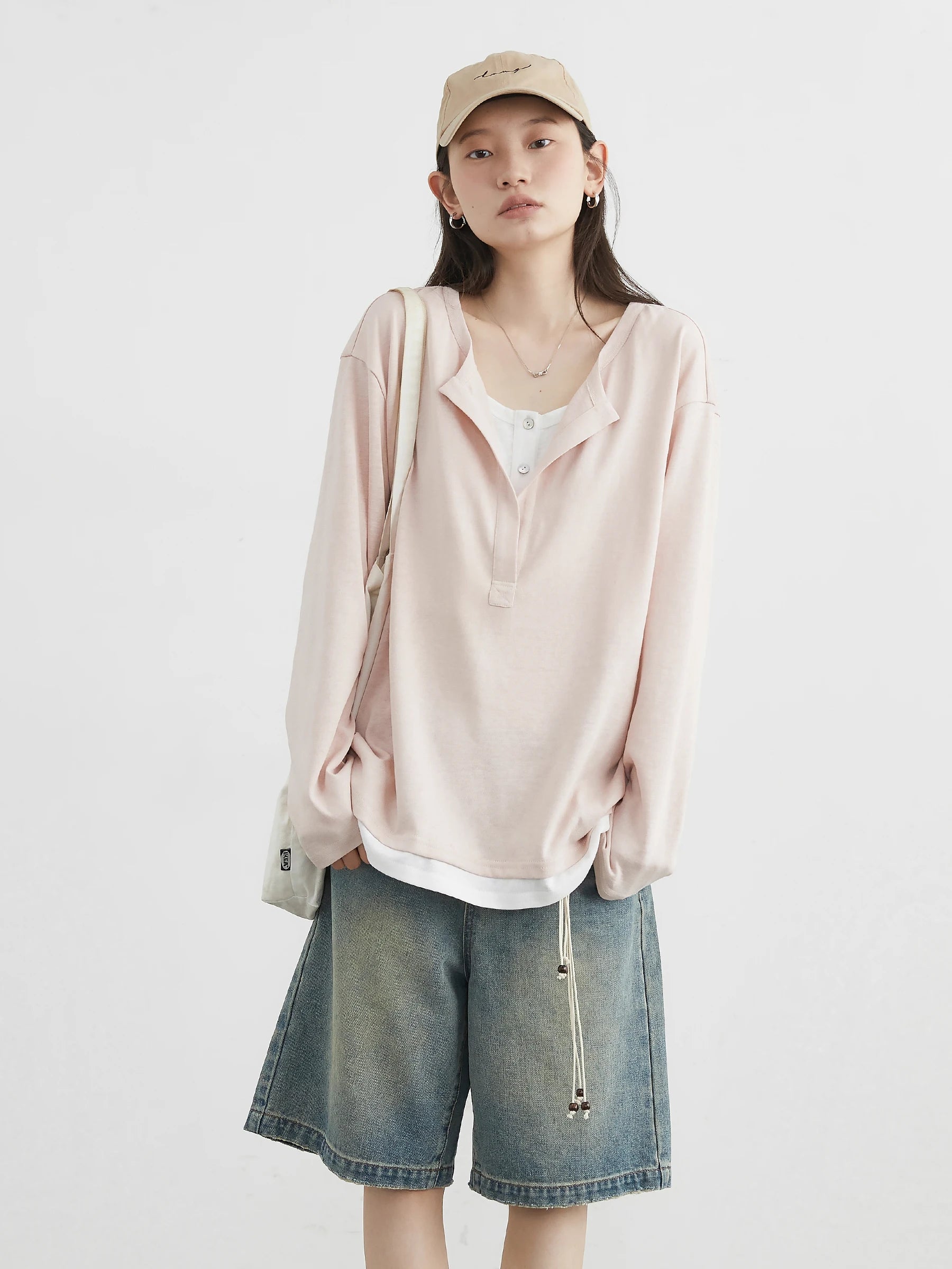 Contrast Knit Long Sleeve Tee – Korean Streetwear Vibe