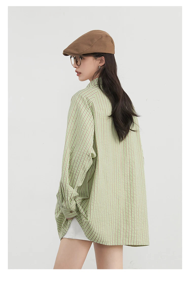 Vertical Stripe Oversized Blouse – Effortless Everyday Fit