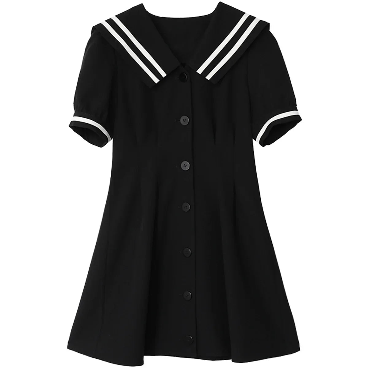 Black Navy Collar Dress – Elegant Office & Party Fit