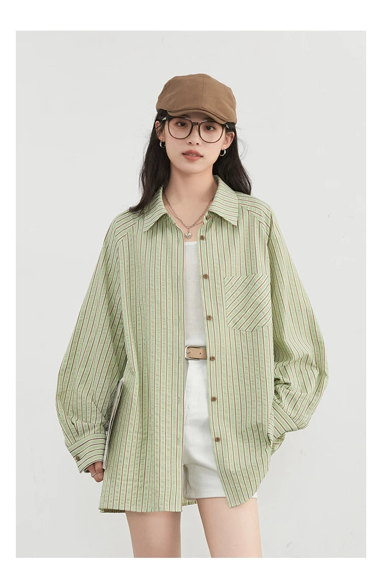 Vertical Stripe Oversized Blouse – Effortless Everyday Fit