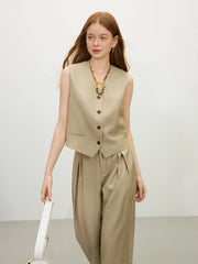 Old Money Vest & Wide-Leg Pants Set – Tailored Vintage Luxe