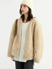 Plush V-Neck Overcoat – Cozy Winter Essential