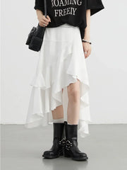 High-Waist Ruffled Midi Skirt – Chic Fishtail Design