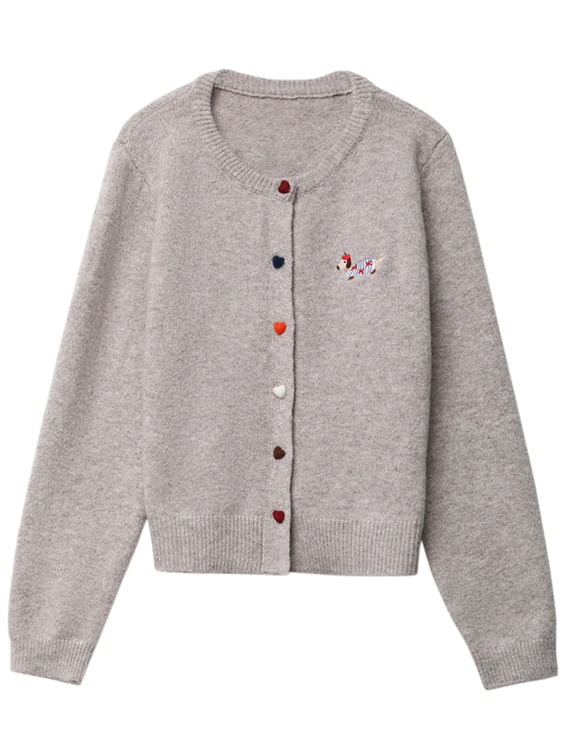 Love Button Embroidered Cardigan – Playful Knitwear