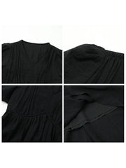 V-Neck Puff Sleeve Dress – Korean Minimalist Romance