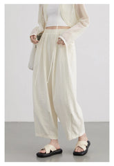 High-Waist Pleated White Pants – Wide Leg Summer Essential