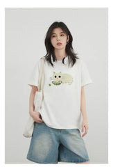 Cat Embroidered Tee – Playful Streetwear Staple