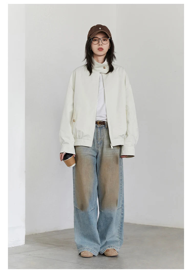 Reversible Workwear Jacket – Stand Collar Utility Style