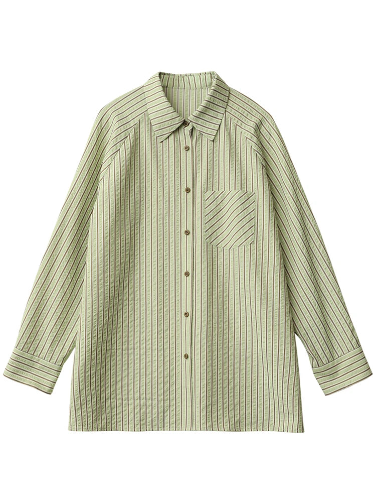Vertical Stripe Oversized Blouse – Effortless Everyday Fit