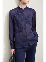Lace Stand-Collar Shirt – Refined Feminine Style