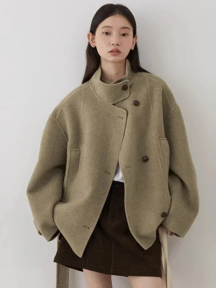 Double-Sided Wool Coat – Short Luxe Outerwear