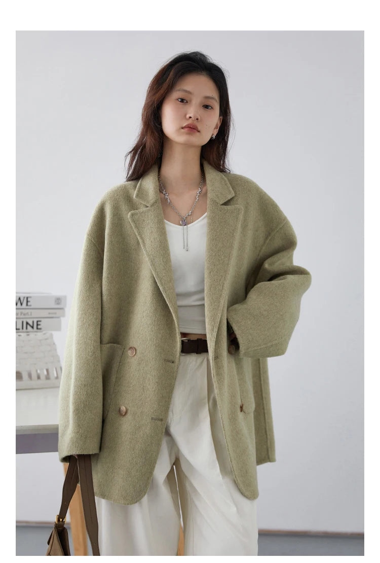 Double-Sided Wool Coat – Retro Double-Breasted Luxury