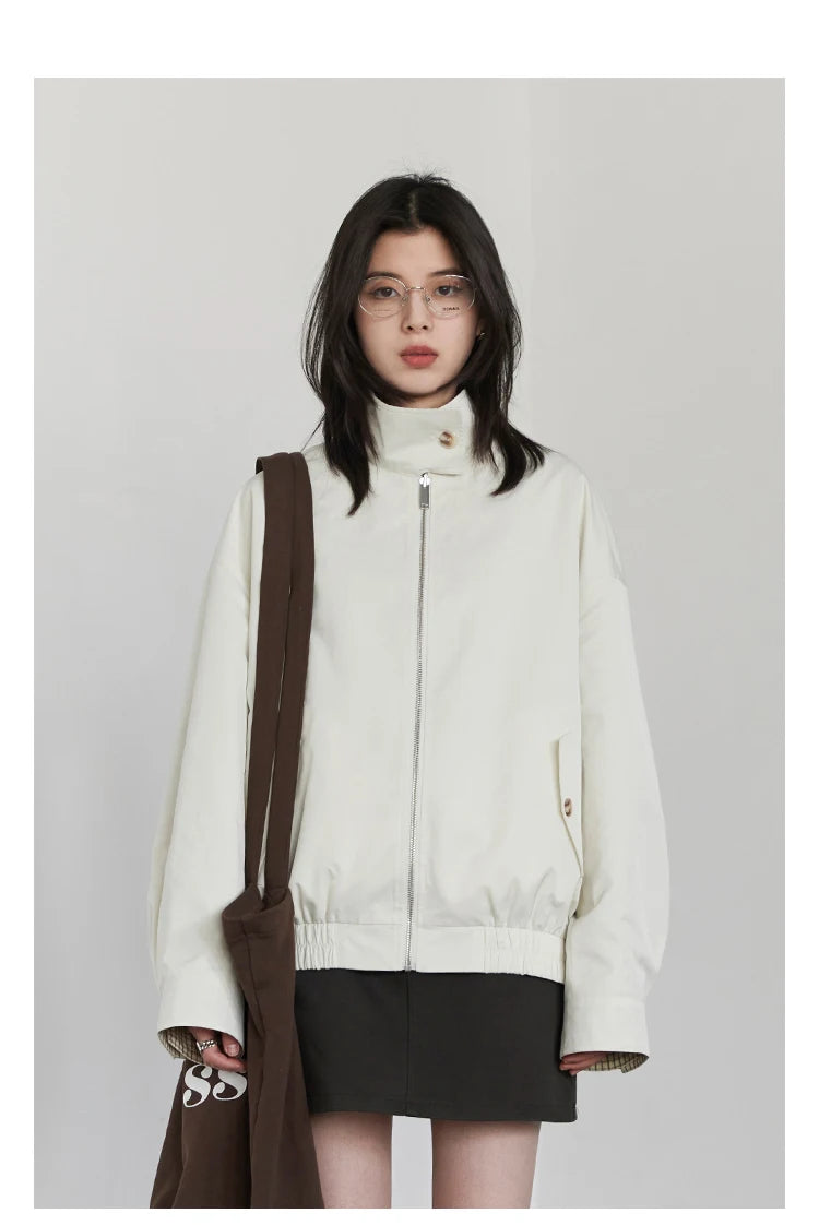Reversible Workwear Jacket – Stand Collar Utility Style