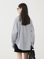 Blue Striped Bow Blouse – Modern Feminine Classic