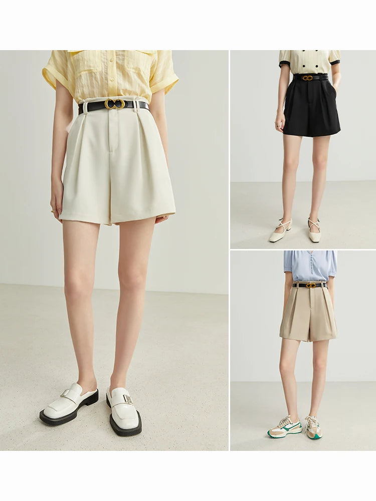 Minimalist High-Waist White Shorts – Belted Casual Chic