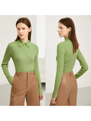 Striped Knit Lapel Sweater – Sophisticated Office Layer