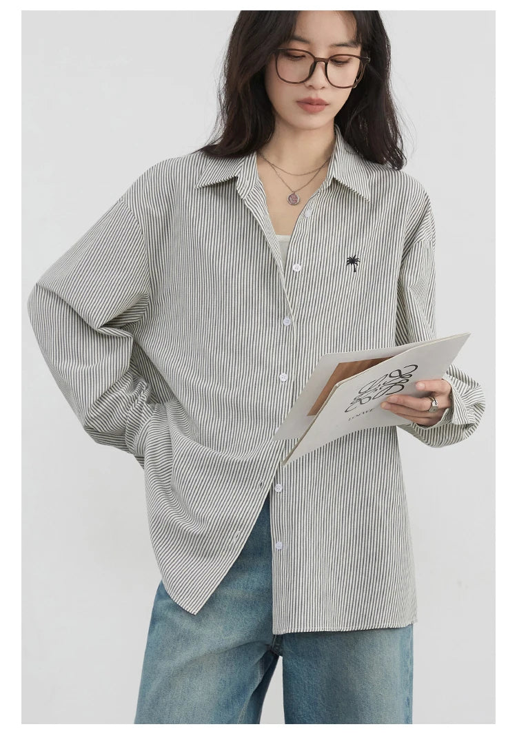 Striped Embroidered Blouse – Casual Everyday Chic